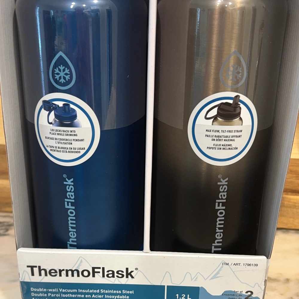 ThermoFlask Stainless Steel Water Bottle Set - Blue and Black - Picture 14 of 14
